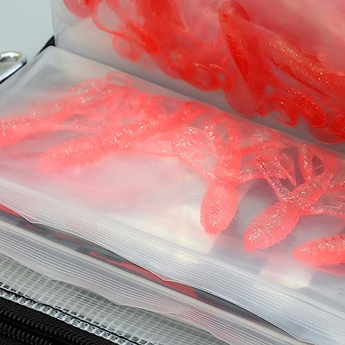 Froiny Fishing Soft Lure Storage Bag Waterproof Fishing Baits Binder Fly Fishing Leader Tackle Wallet Bag with Carabiner Fishing Tackle Backpack