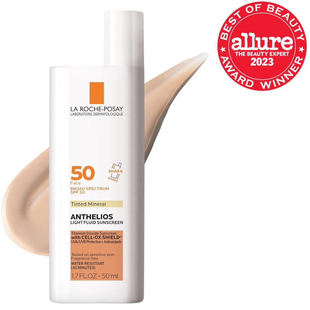 La Roche-Posay Anthelios Sunscreen SPF 50, Ultra-Light Fluid Broad Spectrum SPF 50, Face Sunscreen with Titanium Dioxide Mineral, Lightweight & Fast-Absorbing, Oil-Free, Matte Finish