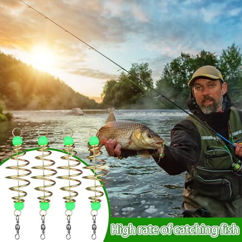 Silipull 103 Pcs Carp Fishing Accessories Bulk with 25 Luminous Fishing Bait Trap Cage Feeder Basket Holder 2 Line Bait Stopper 24 Multi Size Hooks 50 Fake Corn Baits for Trout Catfish Carp