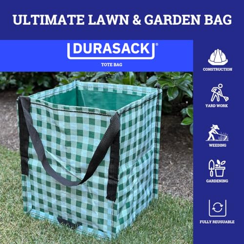DURASACK Heavy Duty Storage Tote Bag 22-Gallon, Gingham Green, Pack of 4 | Rugged Woven Polypropylene Moving Bag, Reusable Self-Standing Design, Holds up to 500 Pounds - color: Gingham Green, size: Pack of 4