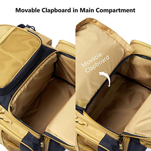 BASSDASH Fishing Tackle Backpack Water Resistant Tactical Bag Soft Tackle Box with Rod Holder and Protective Rain Cover - color: British Khaki Backpack [3670] Without Trays