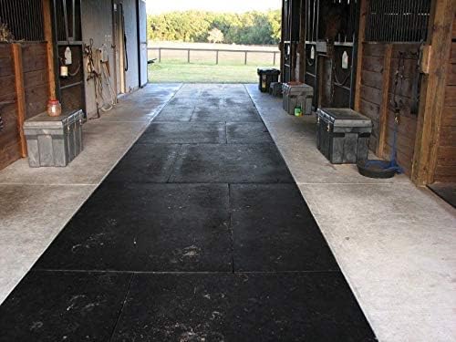 American Floor Tiles - Heavy Duty Stall Tiles - Stable/Horse Tiles - Thick, Durable Rubber Flooring Solid Black 6' x 6' Set of 1/2" Thick - 2' x 2' Tiles (9 Tiles Total)
