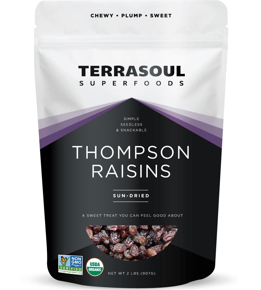 Terrasoul Superfoods Organic Raisins, 2 Lbs - Seedless | No-Sugar Added | No Preservatives