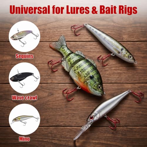 100pcs Fishing Hook Treble Hooks High Carbon Treble Hooks Super Sharp Solid Size 2 4 6 8 10 12 Triple Barbed Steel Fish Hook - color: Red, size: 8#-100pcs
