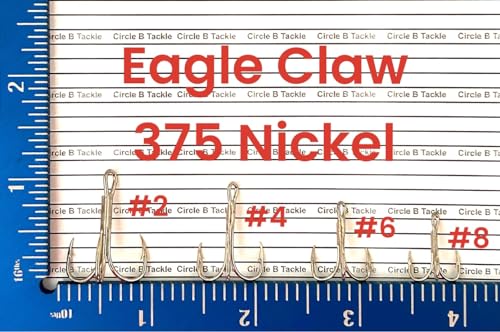 Eagle Claw 375 Treble Hook 2X Strong Nickel Finished Treble Hook Sizes #2, #4, #6 & #8 in Both 50 and 25 Packs One of the All-time Treble Hooks - size: #4 - 50 Pack