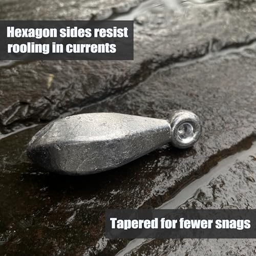Fishing Weights Sinkers Bank Sinkers Bullet Weights for Surf Fishing Pier Bank Fishing Saltwater Fishing Gear 1oz to 8oz - size: 6 Ounce-8pcs