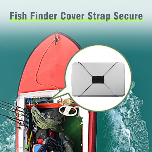 2 Pcs Fish Finder Cover Strap Secure Fishing Graph Cover Adjustable Bungee for Travel - color: Black