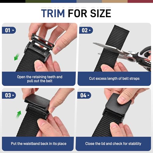 UNGGJKB Men's Tactical Belt, Nylon Casual Elastic Belt, Work Belt That Can Be Cut And Adjusted - color: Silver/Black
