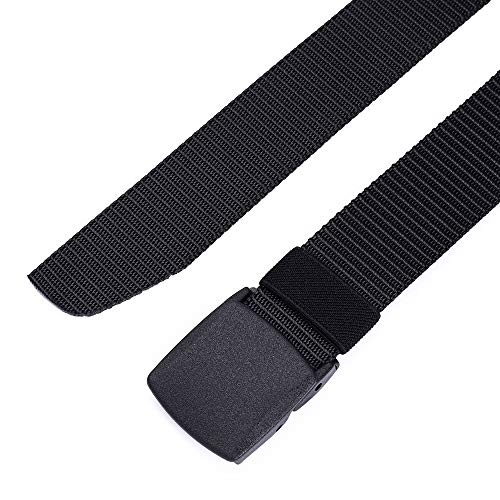Mile High Life | Nylon Web Belt | Outdoor Military Belt | TSA Safe Buckle Plastic/Metal - color: Black-navy-olive