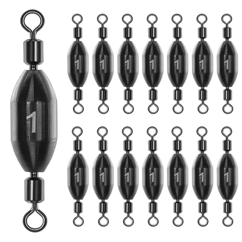15Pcs Fishing Weights Swivel Bullet Sinkers Brass Fishing Weights | Saltwater Freshwater Bass Sinker Fishing Weights with Swivel Rolling - size: 1/8oz