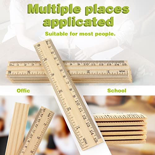 ZZTX 3 Pack Wooden Ruler 6 Inch（15 cm) | 2-in-1 scale design, Durable material, Double level design - color: 3 Pack, 6 Inch