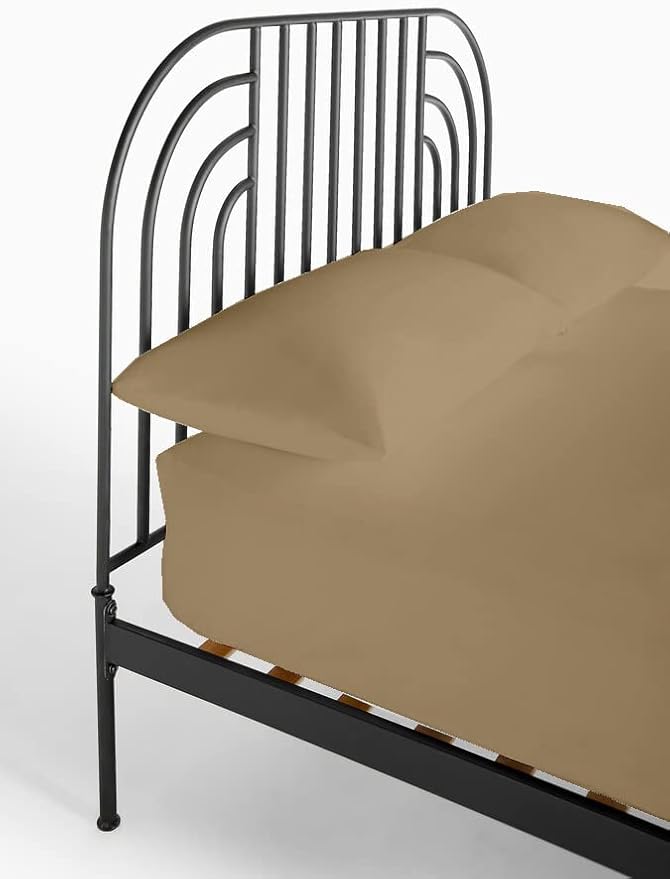 4-PC Fitted Sheet 30x80, 100% Cotton - Perfect for Narrow Twin/RV Bunk/Camping Cot/Guest Bed, Fits Upto 4-8" Deep Mattress - Taupe Solid