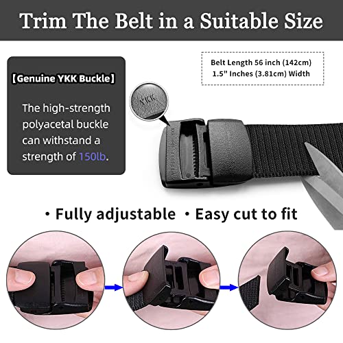 Mile High Life | Nylon Web Belt | Outdoor Military Belt | TSA Safe Buckle Plastic/Metal - color: Black-brown