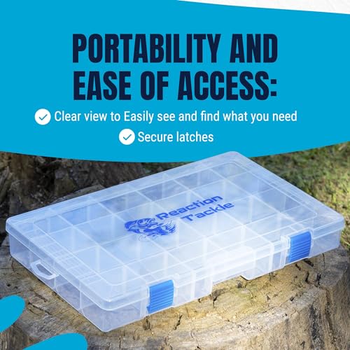 Reaction Tackle Basic Tackle Trays, Clear Plastic Utility Box Organizers with Removable Dividers for Lures, Hooks and Terminal Rigs, Fits Tackle Bags and Boxes - 3600 (2-Pack) - size: 3600 (2-Pack)