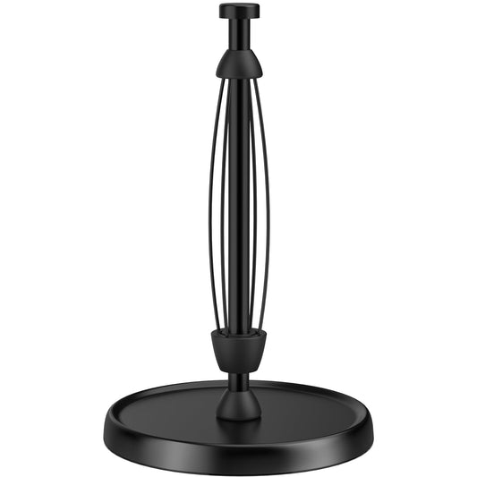 Paper Towel Holder Countertop, One-Handed Tear, Stainless Steel, Weighted Base, Black, Paper Towel Roll Holder Stand with Ratchet Mechanism for Kitchen Bathroom Farmhouse Essentials Decor Accessories