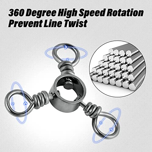 Dr.Fish 50 Pack 3 Way Swivel Fishing Tackle 30-220Lb Catfish Swivels Three Way Rigs Freshwater Saltwater Catfish Tackle - size: #2(75Lb)-50 Pack