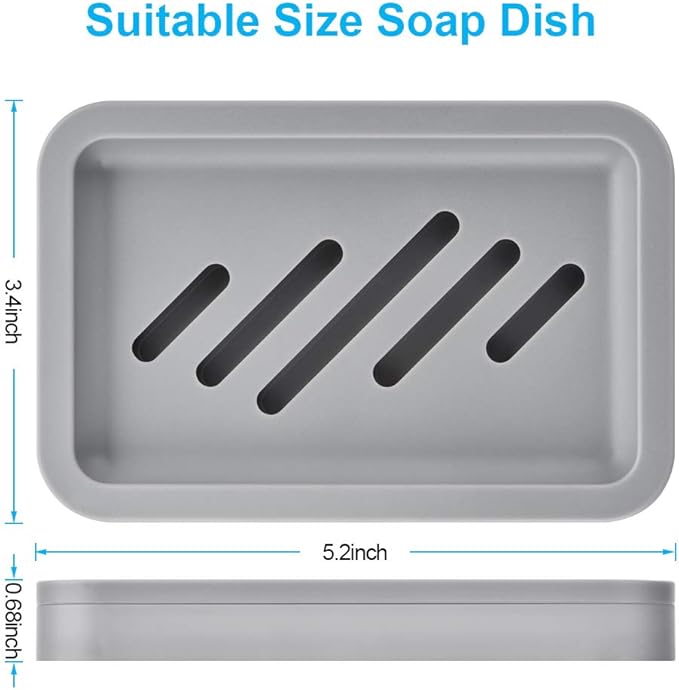 2PCS Draining Soap Dishes, Dishwashing Sponge Soap Holder with Water Tray, Keep The Place Dry, Easy to Clean Soap Cases, Suitable for Kitchen, Bathroom, Container (Gray)
