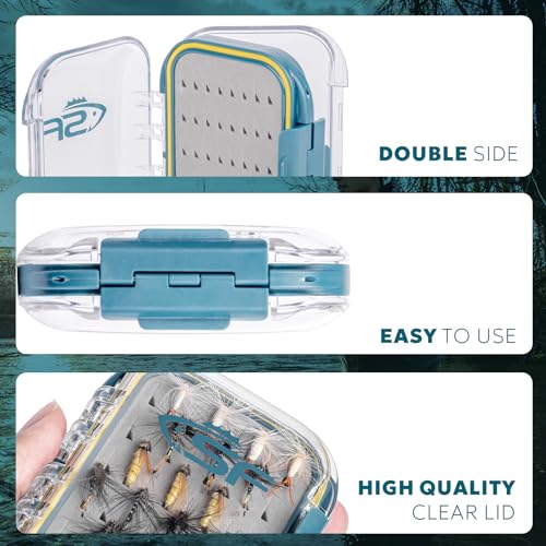 SF Small Waterproof Fly Box Double Sided Floating Fly Fishing Case Storage For Nymph Wet Dry Fly Flies Easy Grip Foam - style: Easy Grip Foam-Small