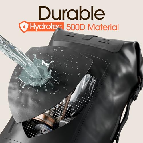 Earth Pak Waterproof Backpack - Heavy Duty Hiking Backpack - Roll-Top Closure Bag - Cushioned Dry Bag Waterproof Phone Case - color: Black, size: 55L