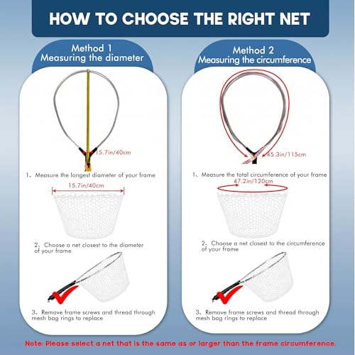 Riverruns Rubber Net Replacement with Repair Kit Fly Fishing Net Replacement Knotless Netting Bag for Rubber Fishing Net, Catch & Release - color: Black, size: 13.8" Dia x 9.8" Depth (39.4" Circumference )