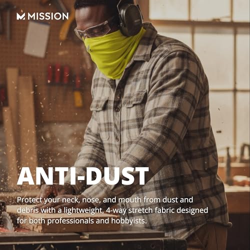 MISSION Multi-Use Neck Gaiter Face Mask for Ski & Outdoors, UPF 50, Breathable Lightweight Fabric - color: Black