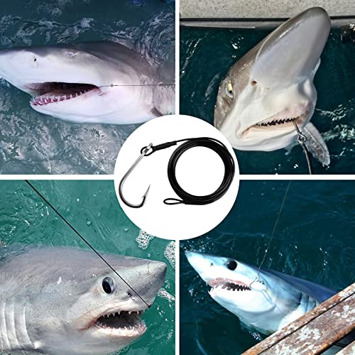 Fishing Shark Rigs Surf Fishing Stainless Steel Cable Leader Wire with Tuna Shark Hooks Saltwater Fishing Deep Sea Hooks Big Fish Shark Leader Rig - size: 10/0-2PCS
