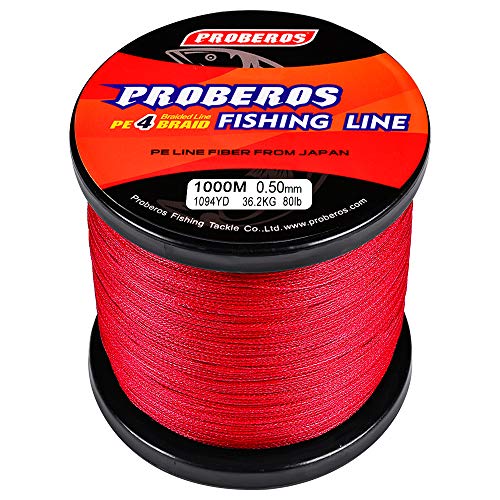 Braided Fishing Line 4 Strands Stronger Multifilament PE Braid Wire for Saltwater 6LB-100LB 110yards 328yards 547yards Super Strong Superline - color: Red, size: 328Yds/15LB