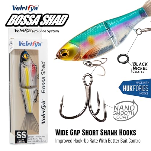 Bossa Shad Multi-Jointed Swimbait – Realistic Shad Profile with Natural Swimming Action for Bass Fishing - color: 02-Silver Bleed