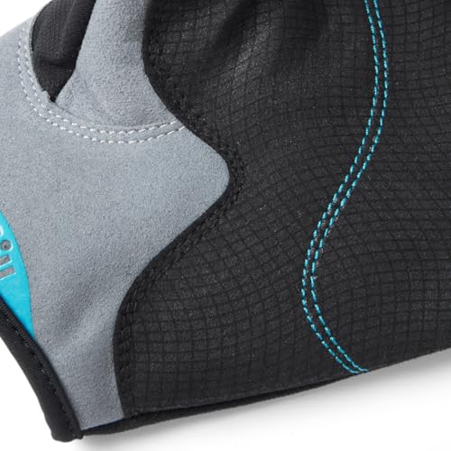 Gill Deckhand Sailing Gloves Short Finger with 3/4 Length Fingers - 50+ UV Sun Protection & Water Repellent - color: Black/BlueJay, size: Large