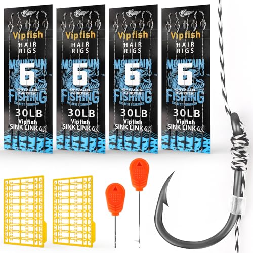 24 Pack Pre-Tied Carp Rigs with Sharp Hooks, Swivel & PE Line – Hook The Big One with Boilies, Pellets & Corn – The Ultimate Carp Fishing Equipment - color: #6-24PACK