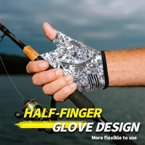 Stubby Fingerless Fishing Gloves Men - Lightweight Breathable Anti-Slip Kayak Gloves Women for Kayaking, Sailing,Paddling,Rowing - color: Camouflage gray, size: Small-Medium