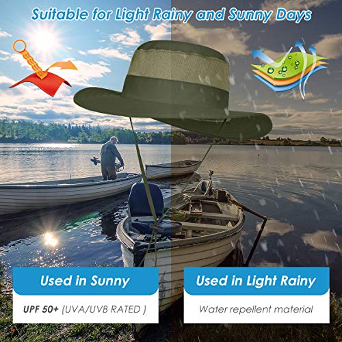 IYEBRAO Mens Outdoor Sun Hat with Face Neck Flap UV Protection Wide Brim Fishing Hat for Hiking Safari Gardening UPF 50+ - color: 2 Pack-dark Gray＆army Green