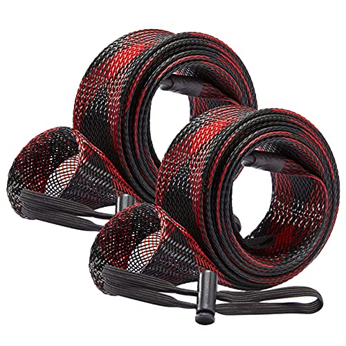 BASSDASH Casting Spinning Fishing Rod Sleeves Protective Rod Socks for Fishing Poles Up to 7-1/2ft - color: Black & Red - 2pcs, size: For Spinning Rod up to 7-1/2 ft