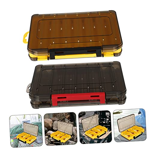 SUPVOX 2Pcs Double-Sided Drainage Fishing Lure Storage Container Waterproof Storage for Soft and Hard Baits Compartment Organizer for Fishing Gear for Freshwater