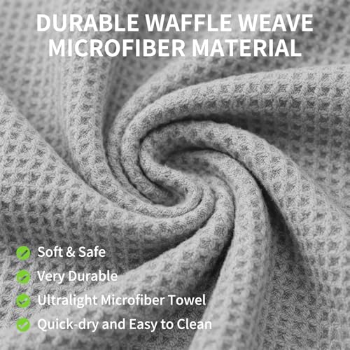 Fishing Towel with Clip,16" X 16",Waffle Pattern Effective Cleaning of Fishing Gear Accessories,Microfiber Absorbent Camping Towel for Men,Hiking Towel,Golf Towel,Grey - color: Grey