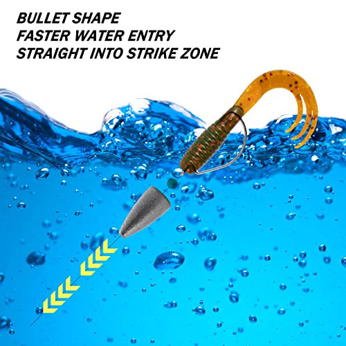 Dr.Fish 50 Pack Bullet Fishing Sinkers Worm Weights Lead Fishing Weights Bass Fishing Sinker Freshwater Texas Carolina Rig Punch Shot - size: 1oz-30 Pack