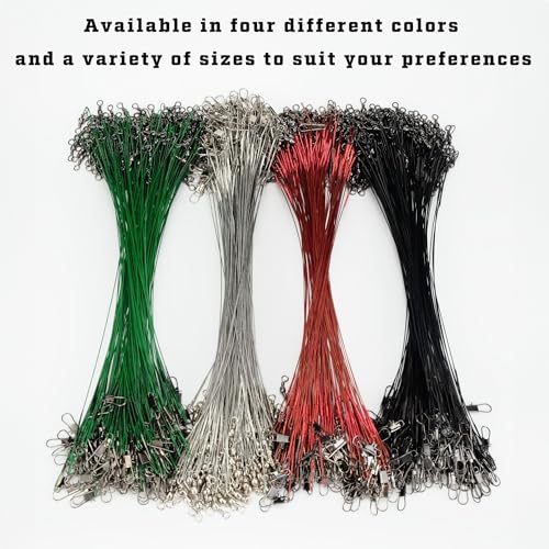 50pcs Fishing Wire Leaders Nylon-Coated Fishing Line Trace Lure Leaders with Swivels and Snaps Stainless Steel Fishing Tackle Leaders Tackle - color: Black, size: 12inch 50PCS