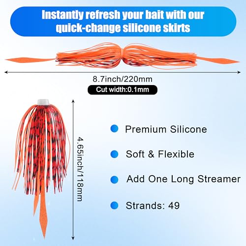 OROOTL Silicone Jig Skirts Spinnerbait Skirt Replacement Bass Fishing Lures for DIY Spinner Baits Buzzbaits Squid Jig Accessories - color: G-Skirts-10pcs