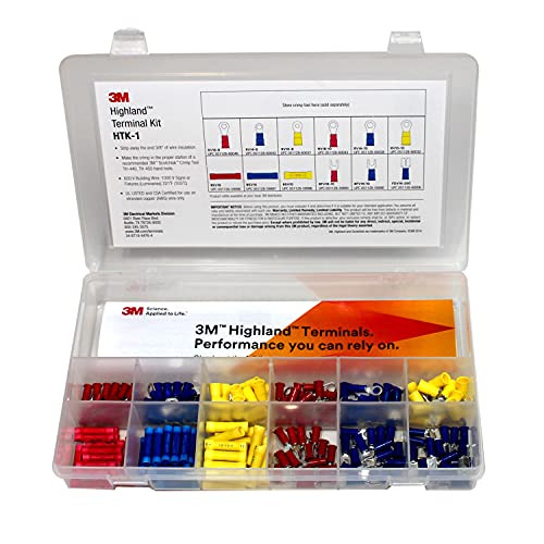 3M Highland Terminal Kit, HTK-1, 1 Kit of 180 Pieces | Includes Ring, Fork, Butt Splice and Disconnects, Refillable, Compact, Portable, Durable - style: Standard terminal kit