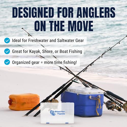 Reaction Tackle Basic Tackle Trays, Clear Plastic Utility Box Organizers with Removable Dividers for Lures, Hooks and Terminal Rigs, Fits Tackle Bags and Boxes - 3600 (2-Pack) - size: 3600 (2-Pack)