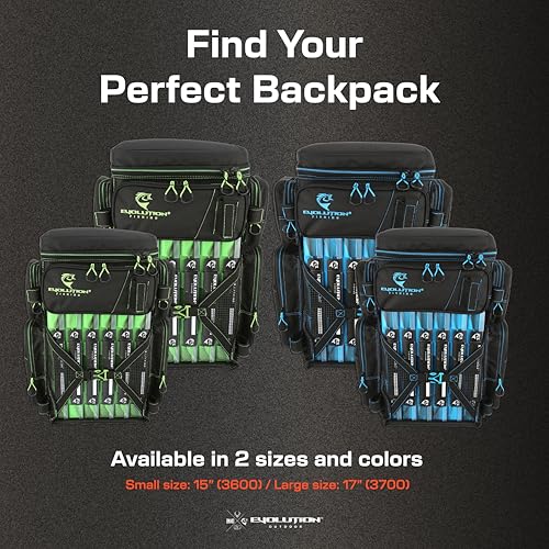 Evolution Fishing Drift Series Tackle Backpack, Outdoor Rucksack w/ 6 Fishing Tackle Trays, Heavy Duty - color: Blue, size: 3600