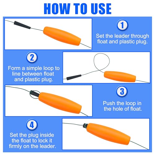 SILANON Peg Floats Fishing Bobbers,Foam Cigar Fishing Floats Bobbers Catfish Floats Slip Fishing Cork Bobbers with Pipe Plug for Catfish Santee Rig Freshwater Saltwater Fishing - size: 2.5 inch, style: Orange-30pcs