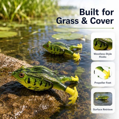 Bass Fishing Lures Kit, 6PCS Frog & Swimbait Set