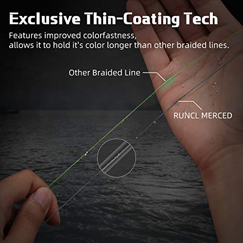 RUNCL Braided Fishing Line Merced, 1000 500 300 Yards Braided Line 4 8 Strands, 6-200LB - Proprietary Weaving Tech, Thin-Coating Tech, Stronger Smoother for Freshwater Saltwater - color: Gray, size: 12lb/300yards (4 Strands)