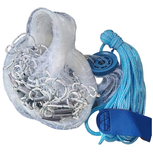 Lawaia Cast Net with Lead Sinkers Fishing Throw Nets Hand Castnet Shrimp Bait Traps 1/2 inch Mesh for Freshwater Saltwater with 3ft/4ft/5ft/ 6ft/ 7ft/ 8ft/ 9ft/ 10ft/ 11ft/ 12ft Radius - size: 7FT Radius