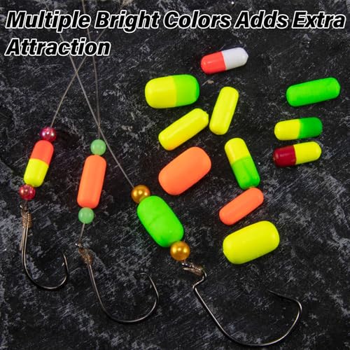 Dr.Fish 30 Pack Fishing Rig Floats Pompano Floats Walleye Rig Lure Making Accessories Surf Fishing Foam Snell Bobbers - color: Green+Chartreuse, size: Medium-2/3*1/4"