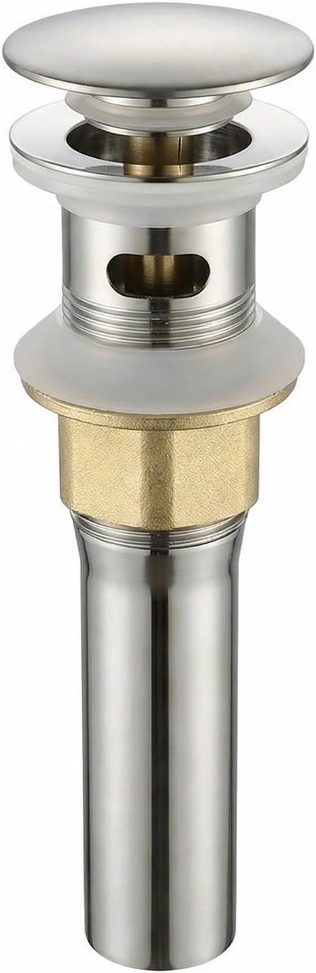 Bathroom Sink Drain, Drain Stopper Bathroom Sink with Overflow, Assembly with Detachable Strainer Basket, Built in Anti Clogging Pop Up Drain Strainer, Stainless Steel Polishing 1Pcs