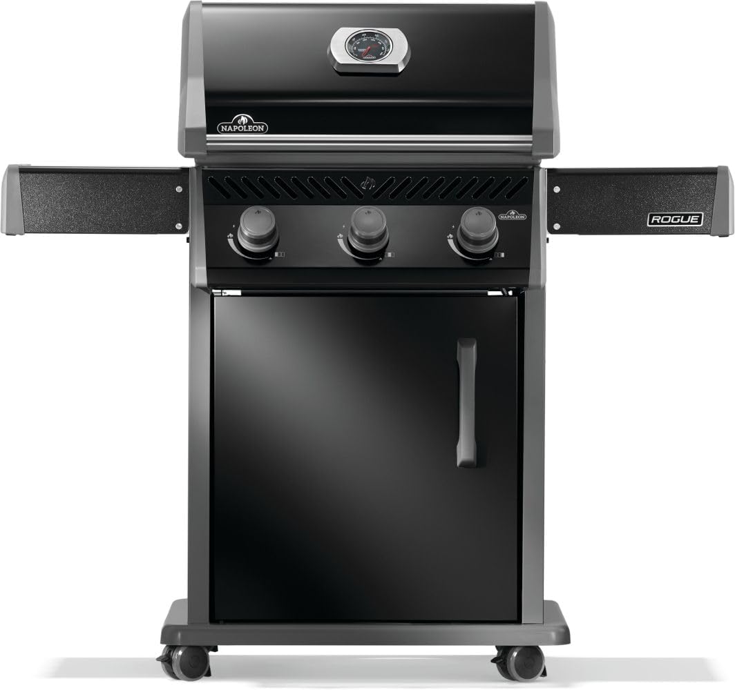 Napoleon Rogue 425 Natural Gas Grill, Black, Durable 3-Burner Outdoor BBQ