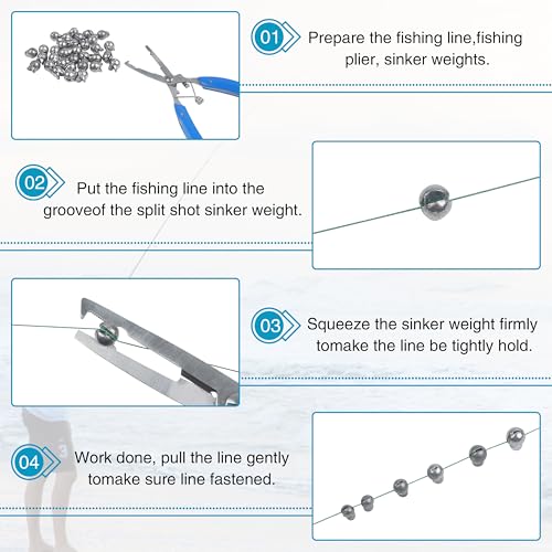 Split Shot Fishing Weights Sinkers, 200pcs Removable Fishing Line Weights and Sinkers for Freshwater Saltwater Bass Trout - size: 0.8g 1g 1.5g 2g 2.5g (Small-200pcs)