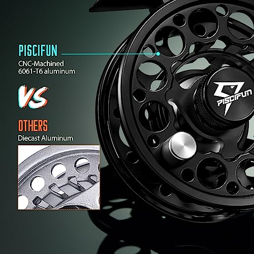 Piscifun Sword Fly Fishing Reel, CNC-Machined Aluminum Alloy Fly Reel - size: 3/4wt, style: Black-without Line